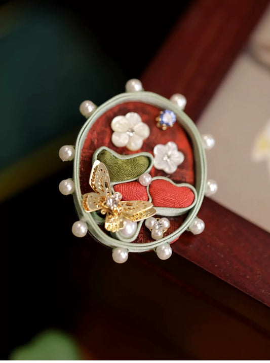 Butterfly Among Blossoms - Handmade