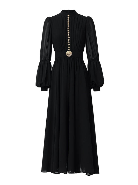 Classic Black Chiffon Dress - Sample