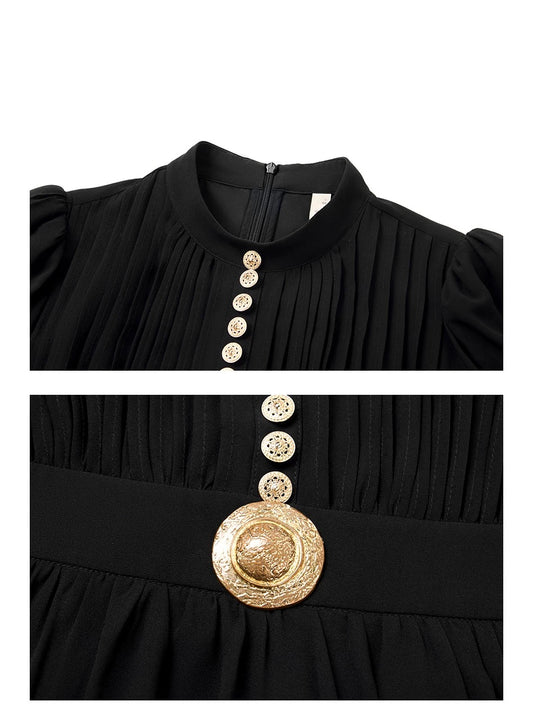 Classic Black Chiffon Dress - Sample