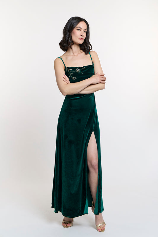 Velvet Dress Green - Sample