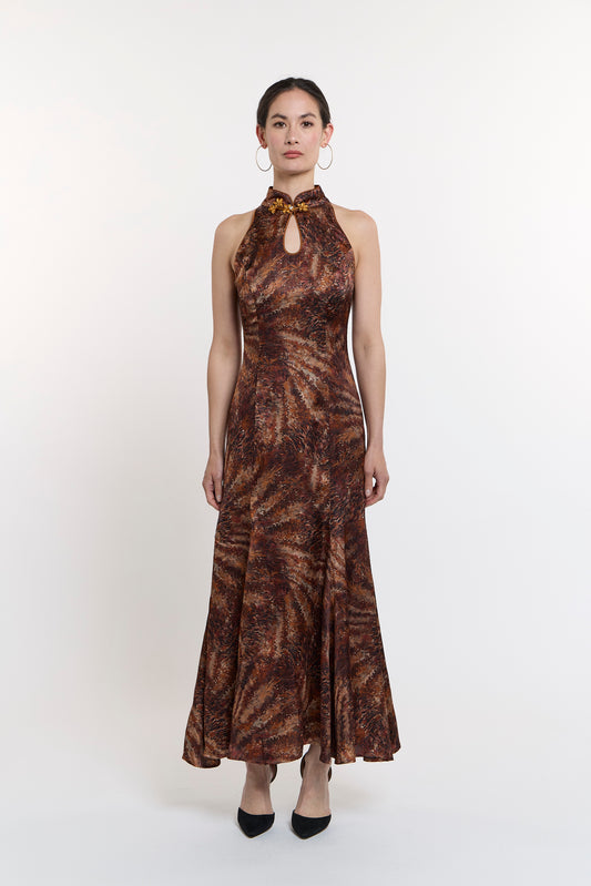 Unique Piece - Brown Halter Neck Dress